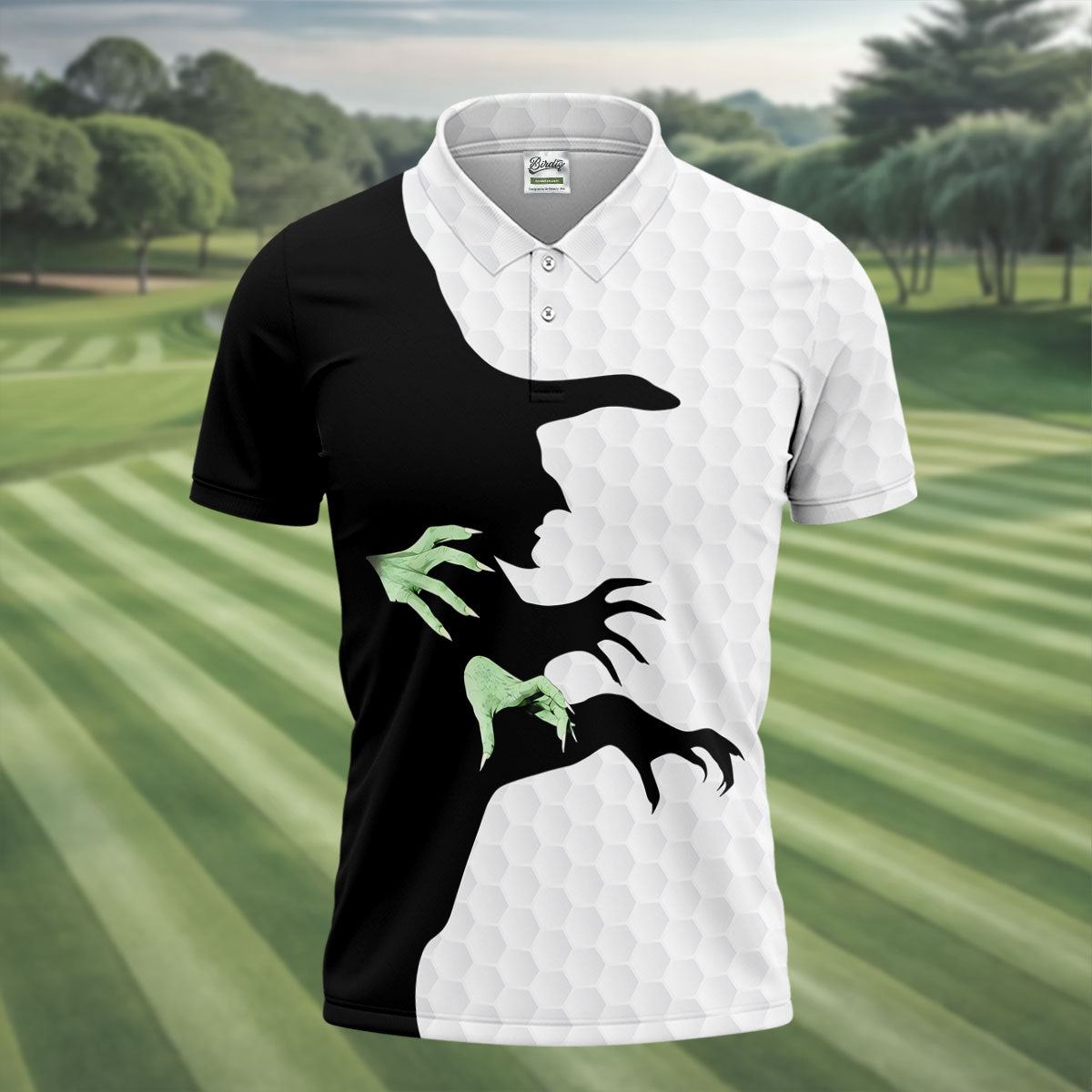 Halloween Wicked Witch Shadow Golf Shirt, Men's Golf Shirt, Hawaiian Golf Shirt