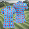 Santa Flamingo Pool Float Christmas Golf Shirt, Women's Golf Tops, Hawaiian Golf Shirt, Printed Golf Shirt