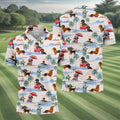 Tropical Dachshund Beach Pattern Hawaiian Golf Polo, Golf Tops For Men, Golfing Apparel