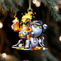 Golf Beer On Fire Acrylic Ornament, Golf Xmas Ornaments, Golf Christmas Gifts, Golf Decor