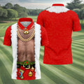Funny Santa Gold Chain Christmas Golf Shirt, Mens Golf Polo, Golf Apparel For Men