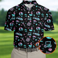 Flamingo Tropical Gradient Colors Retro Golf Shirt, Golf Tops For Men, Golf Shirts For Men