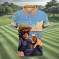 Beach Monkey Sky Sand Hawaiian Golf Polo, Golf Tops For Men, Golfing Apparel