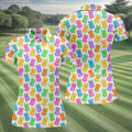 Pastel Easter Peeps Colorful Checkered Women Golf Top, Cute Golf Outfit, Ladies Golf Shirts