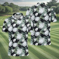 White Flower Tropical Hawaiian Vibe Golf Tops For Men, Golf Shirts For Men, Golf Gift For Men