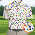 Funny Stick Figure Autism Puzzle Polo Shirts For Men, Autism Awareness Golf Shirt, Golfing Apparel