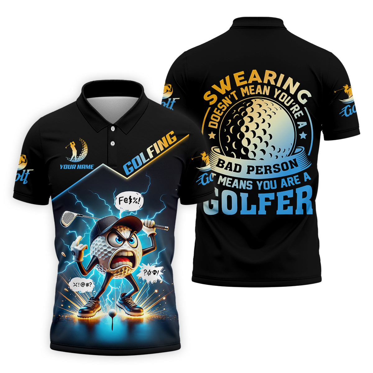 Swearing Doesn't Mean You're A Bad Person Custom Men's Golf Polo Shirt, Dad Golf Gift