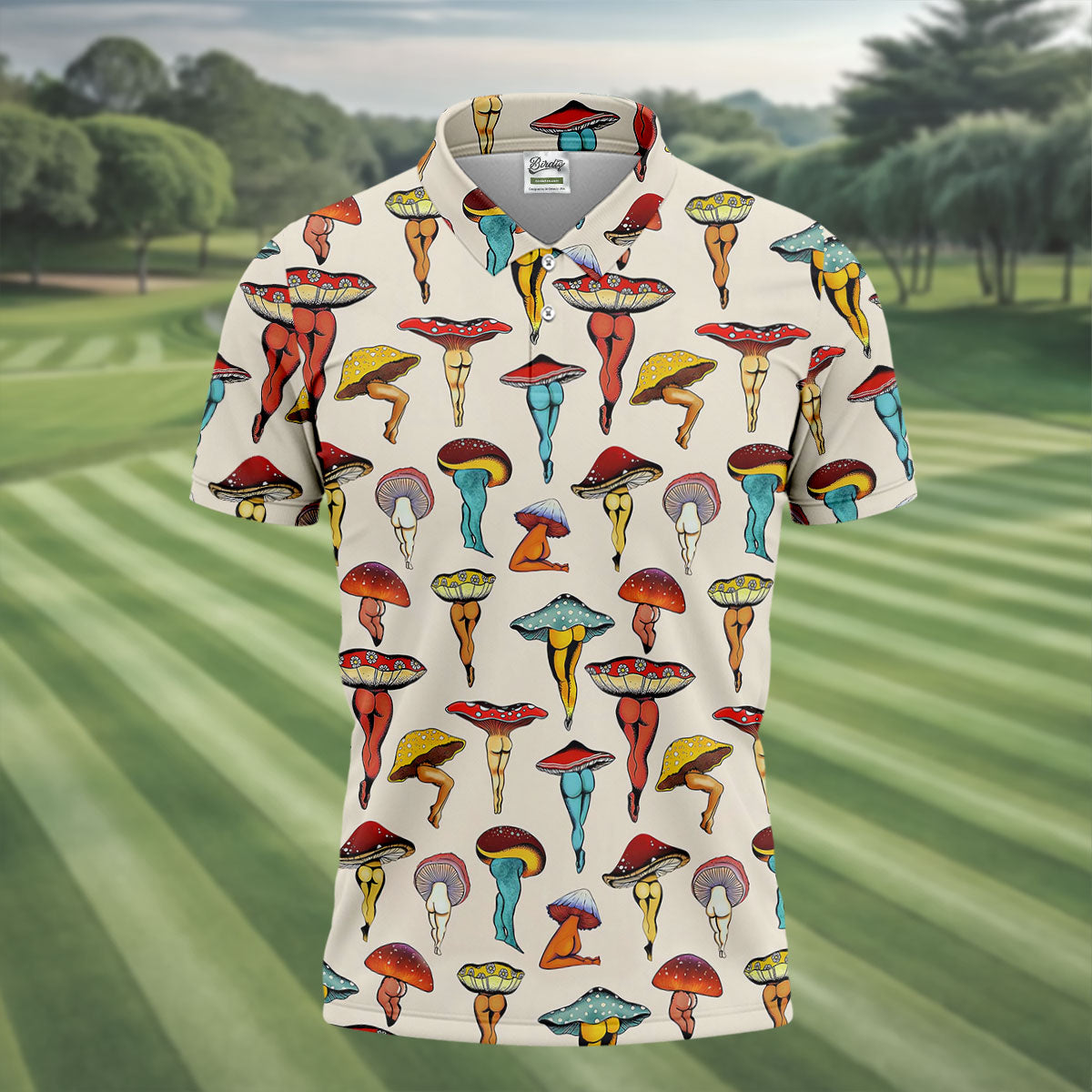 Funny Mushroom Legs Pattern Golf Polo Shirt, Printed Golf Shirts, Golf Polo Shirts For Men