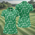 Golf Items Seamless Pattern St. Patrick’s Day Shamrock Golf Shirt, Women's Golf Tops, Ladies Golf Polos