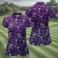 Christmas Neon Santa Golf Pose Women's Funny Golf Tops, Christmas Golf Shirt, Polo Shirts For Women