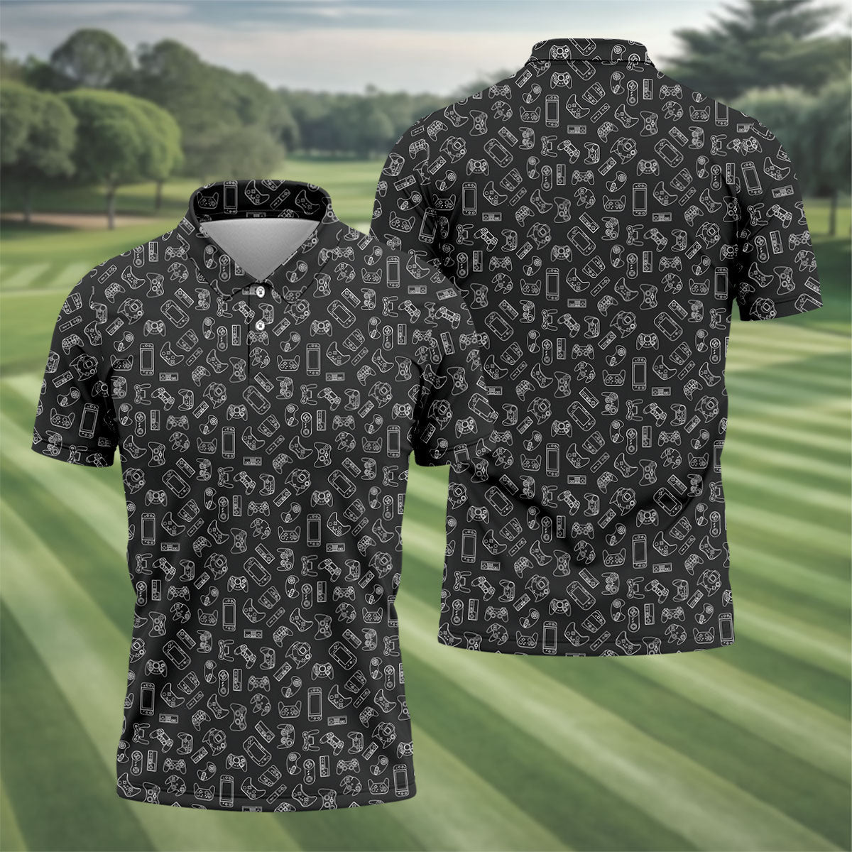 Video Game Controller Seamless Pattern Hawaiian Golf Shirt, Men's Golf Shirt, Polo Shirts For Men