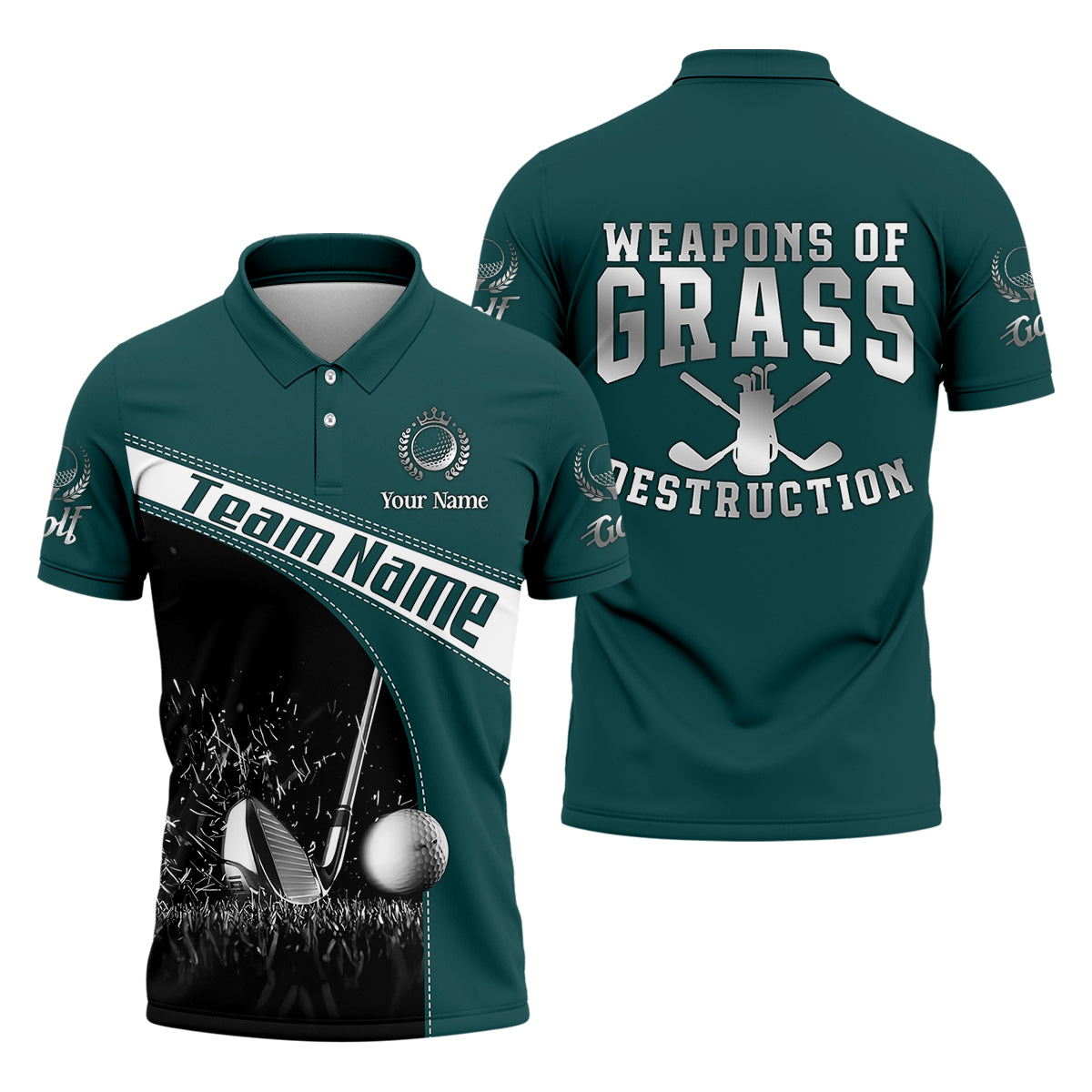 Weapons Of Grass Destruction Custom Men's Golf Polo Shirt, Funny Golf Shirt, Dad Golf Gift