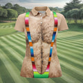 Hairy Body Serape Pattern Funny Cinco De Mayo Ladies Golf Tops, Golf Shirt For Women