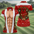 Santa Muscle Body Christmas Golf Shirt, Womens Golf Tops, Ladies Golf Shirts