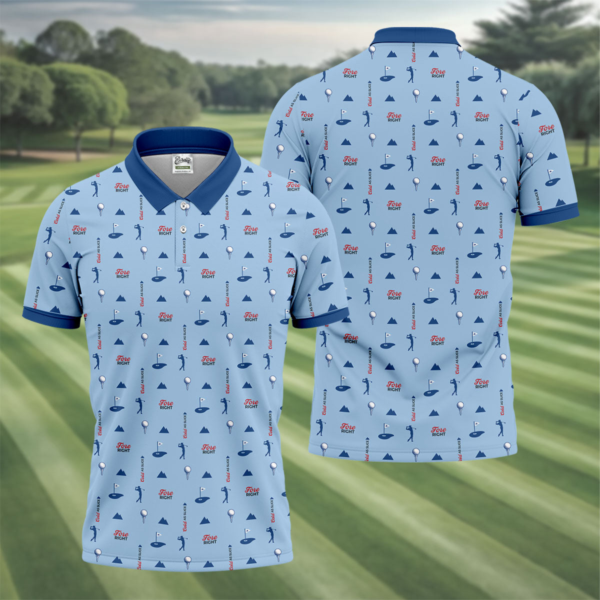 Fore Right Cold As Slice Golf And Beer Golf Shirts For Men, Polo Shirts For Men, Golfing Apparel