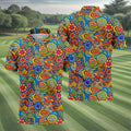 Colorful Floral Paisley Pattern Polo Shirt, Hawaiian Golf Shirt, Mens Golf Apparel