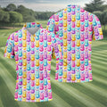 Easter Bunny Jelly Effect Seamless Pattern Golf Shirts For Men, Men's Funny Golf Shirts, Polo Shirts For Men
