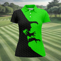 Green Witch Silhouette Halloween Golf Shirt, Halloween Shirt For Women, Women's Halloween Apparel