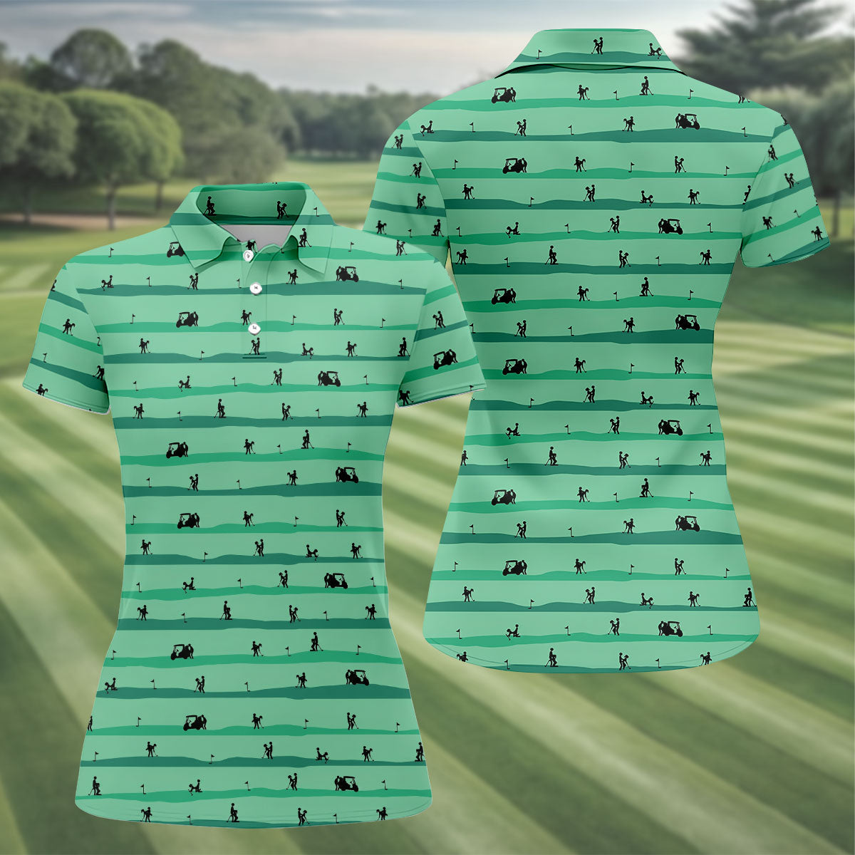Funny Couple On Golf Course Polo Shirt, Naughty Golf Tops For Women, Ladies Golf Shirts