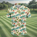 Christmas Santa Surfing Tropical Hawaiian Golf Shirt, Golf Shirts For Men, Printed Golf Shirts