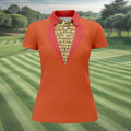 Orange Tuxedo Fun Women's Golf Shirts, Retro Golf Shirt, Ladies Golf Tops
