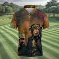 Monkey Gentleman Vintage Oak Hawaiian Golf Polo, Golf Tops For Men, Golfing Apparel