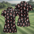 Cute Snowman Golf Pose Black Golf Shirt, Christmas Golf Shirt, Ladies Golf Shirts, Golf Gifts For Women