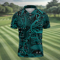 Circuit Board Pattern Hawaiian Golf Shirt, Men's Golf Shirt, Polo Shirts For Men