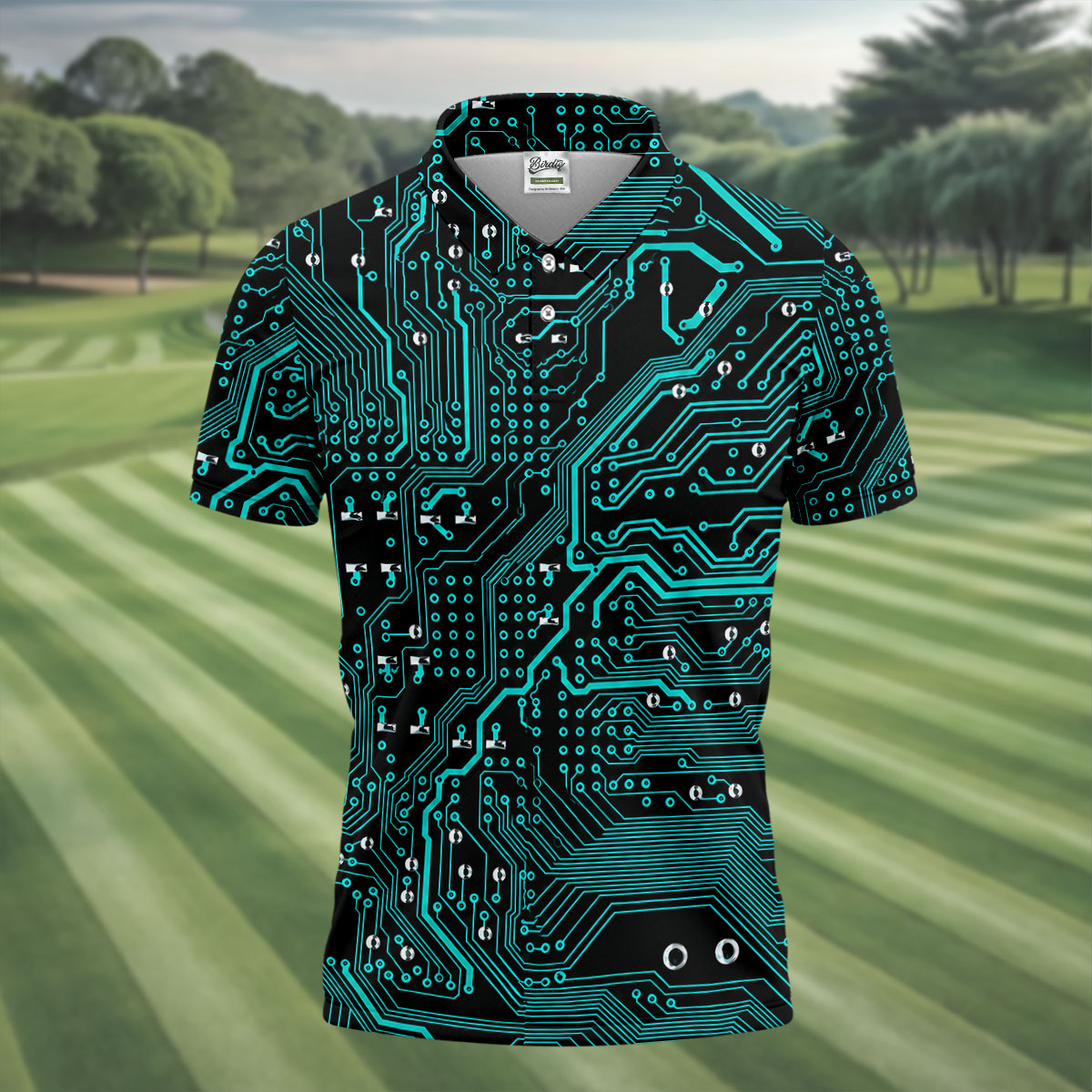 Circuit Board Pattern Hawaiian Golf Shirt, Men's Golf Shirt, Polo Shirts For Men