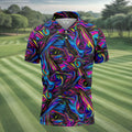 Vibrant Neon Liquid Marble Abstract Golf Shirt, Mens Golf Shirts, Golf Polo Shirts For Men