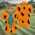 Orange Blue Stone Age Hawaiian Golf Shirt, Mens Golf Apparel, Golf Polo Shirts For Men