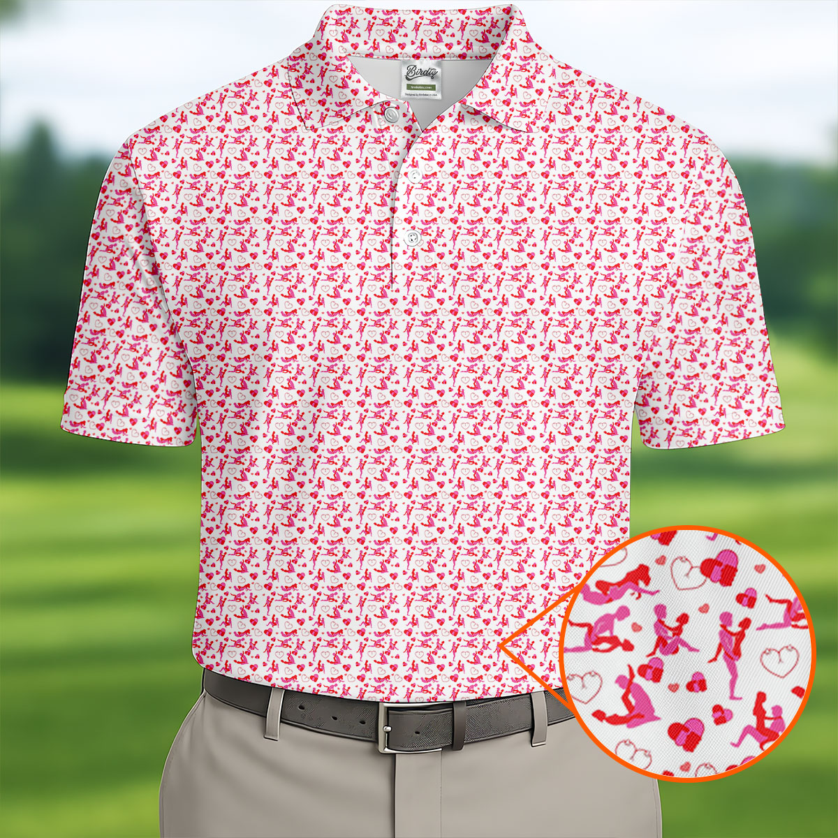 Naughty Couple Hot Positions Fun Golf Shirts For Men, Valentines Golf Gift, Polo Shirts For Men