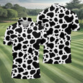 Cowhide Pattern Golf Shirt, Western Ranch Inspired Design, Golf Shirt For Men