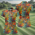 Vibrant Overlapping Dot and Circle Design Hawaiian Golf Polo, Golf Tops For Women, Golfing Apparel