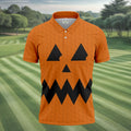 Halloween Jack O Lantern Golf Shirt, Men's Golf Shirt, Hawaiian Golf Shirt