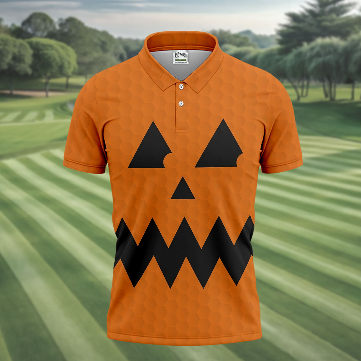 Halloween Jack O Lantern Golf Shirt, Men's Golf Shirt, Hawaiian Golf Shirt