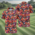 Tropical Corgi Floral Pattern Hawaiian Golf Polo, Golf Tops For Men, Golfing Apparel