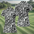 Zebra Print Golf Shirt, Black White Animal Pattern 's Golf Polo, Polo Shirts For Women