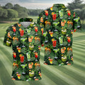 Tropical Cocktail Coconut And Palm Leaf Golf Polo, Hawaiian Golf Shirt, Mens Golf Apparel