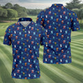 Funny Christmas Characters Golf Pose Navy Golf Shirt, Christmas Golf Shirt, Polo Shirts For Men