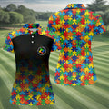 Acceptance Awareness Understanding Autism Awareness Puzzle Pattern Black Fade Women's Golf Tops
