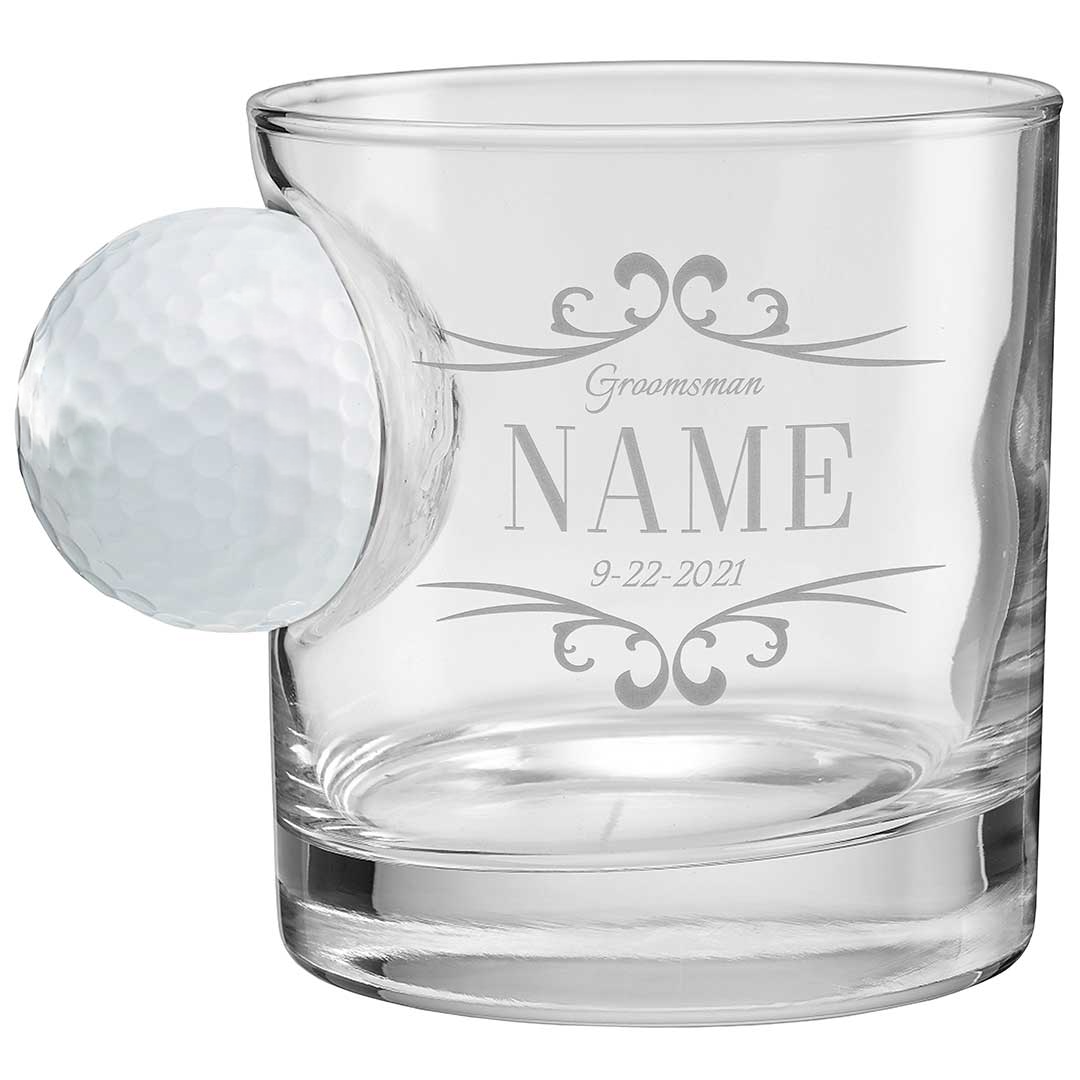 Personalized Groomsmen Golf Ball Glasses, Golf Whiskey Glass Set, Golf Gifts For Dad