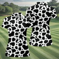Cowhide Pattern Golf Shirt, Western Ranch Inspired Design, Golf Shirt For Women