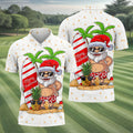 Men's Vacation Mode Santa Sufing Golf Shirt, Christmas Golf Shirt, Golf Apparel For Men