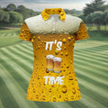 It's Time Golf And Beer Women's Golf Tops, Hawaiian Golf Shirt, Ladies Golf Polos