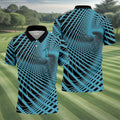 Swirling Vortex Black And Light Blue Golf Shirts For Men, Polo Shirts For Men, Golfing Apparel