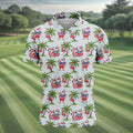 Tropical Santa Flamingo Beach Golf Polo, Christmas Golf Shirt, Golf Apparel For Men