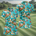 Women's Funny Surfing Santa Hawaiian Golf Shirt, Christmas Golf Shirt, Women’s Golf Polo