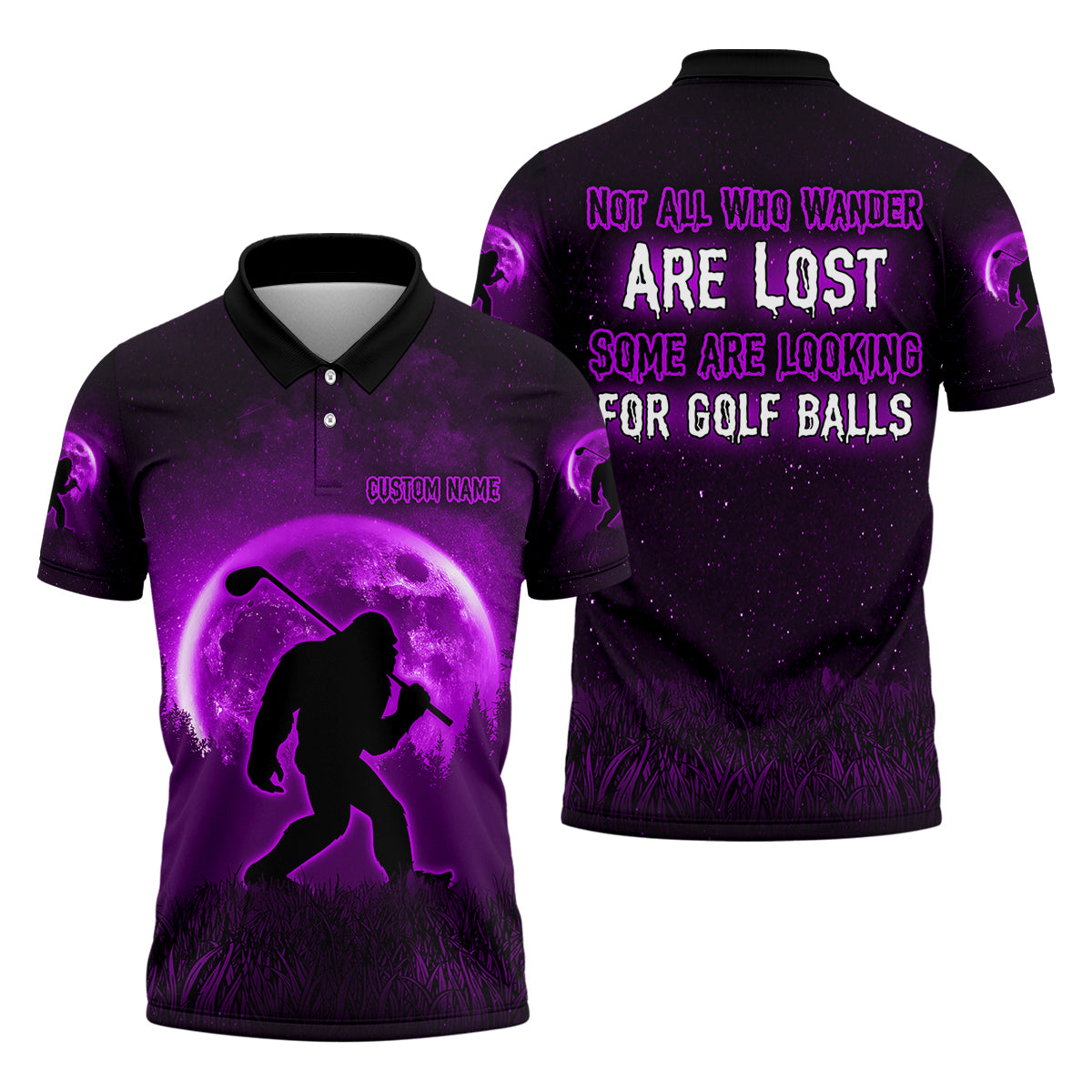 Custom Bigfoot Golf Polo Shirt, Mens Golf Gift, Funny Golf Shirt, Golf Gift For Dad