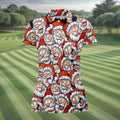 Santa Claus Face Fun Women's Golf Shirts, Cute Golf Outfit, Ladies Golf Shirts, Golfing Apparel